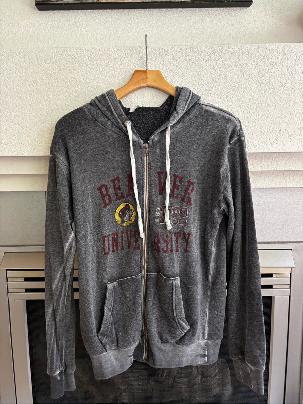 BUC-EE’S Grey 'Beaver University' Zip Hoodie with Yellow Beaver Mascot XL